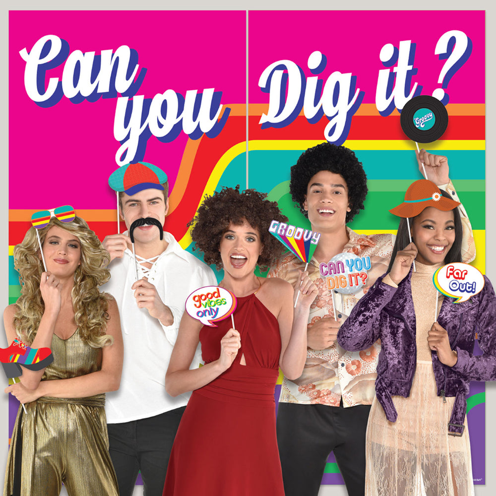 70's Can You Dig It Scene Setter Backdrop With Photo Props - 1.65m