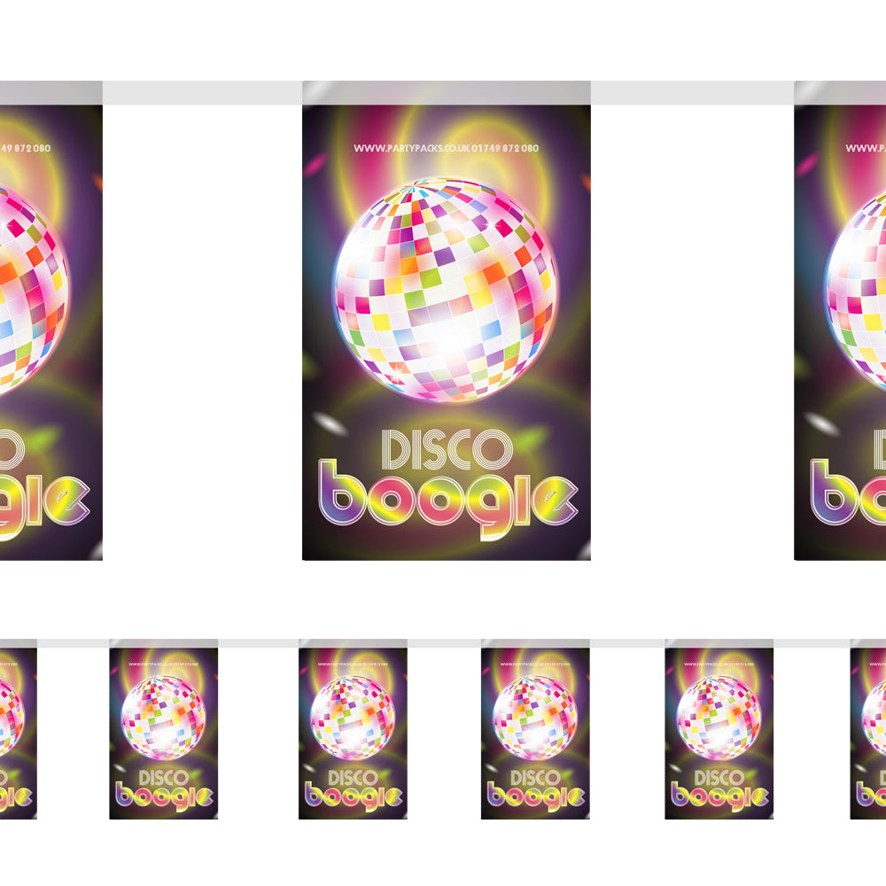 70's Retro 'Disco Boogie' Paper Flag Bunting Party Decoration - 2.4m
