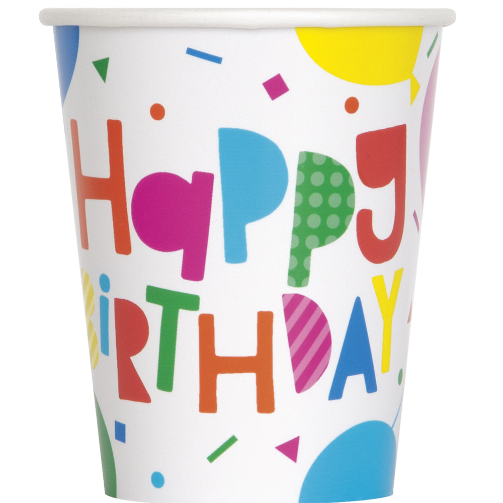 Colourful Balloons Paper Cups - Pack of 8