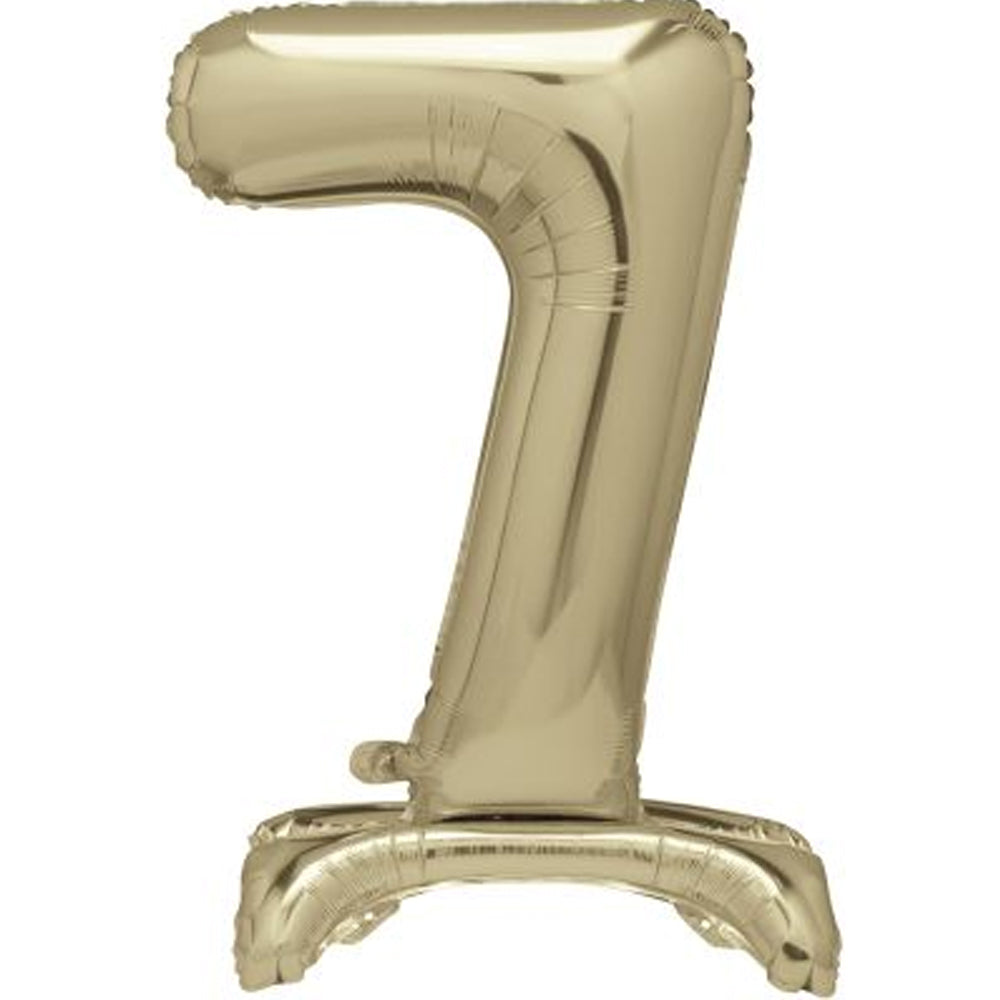 Gold Number 7 Standing Foil Balloon - No Helium Required! - 30"