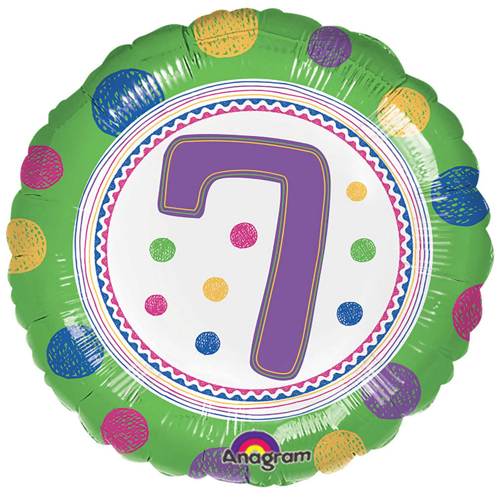 7th Birthday Spots Foil Balloon - 18"