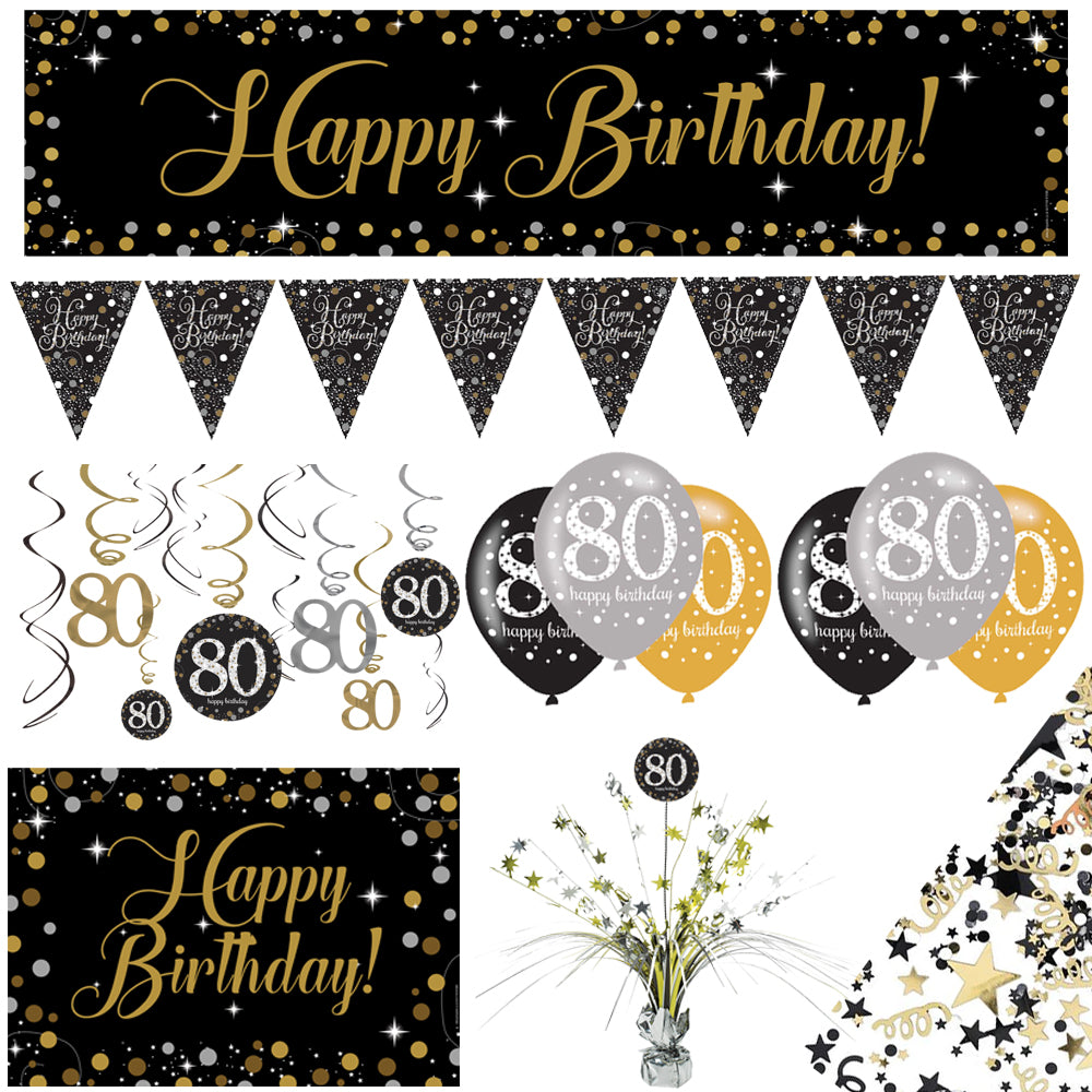 Gold Celebration 80th Birthday Decoration Pack