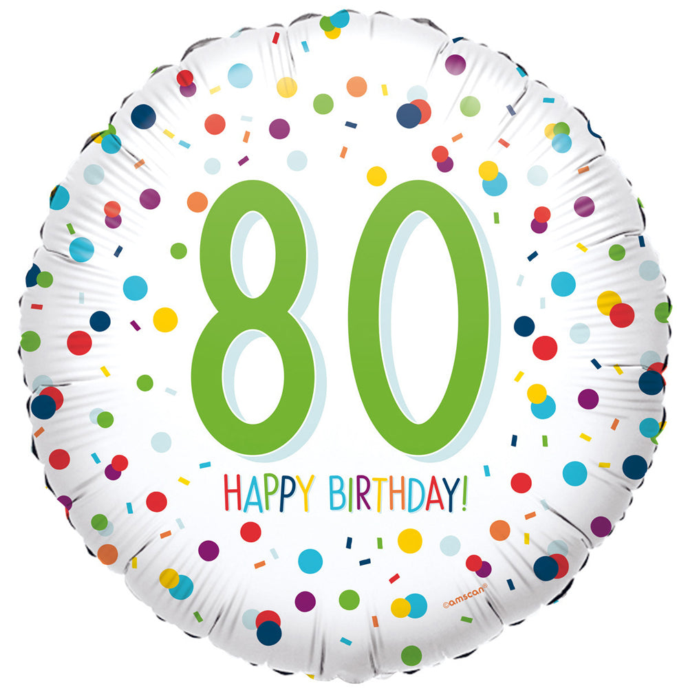80th Birthday Confetti Foil Balloon - 18"