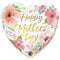 Mother's Day Pink Floral Heart Foil Balloon - 18