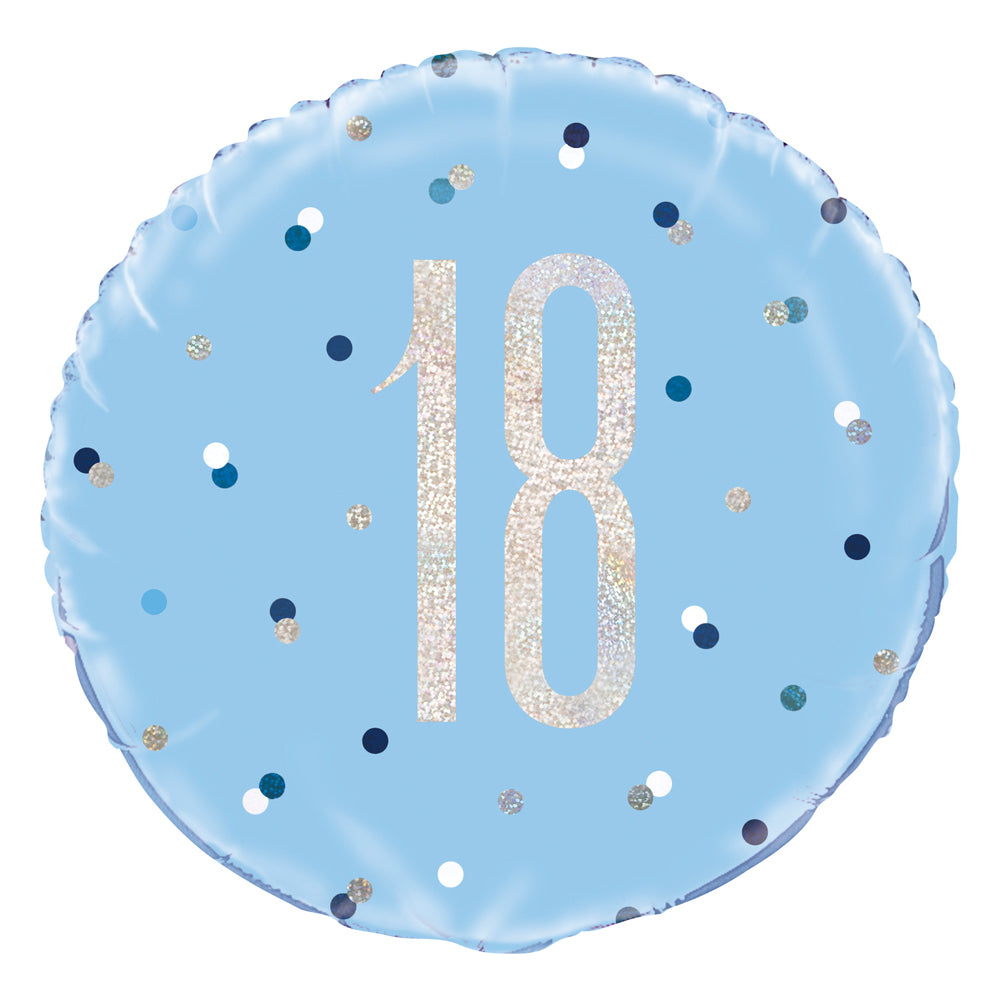 Birthday Glitz Blue 18th Prismatic Foil Balloon - 18"