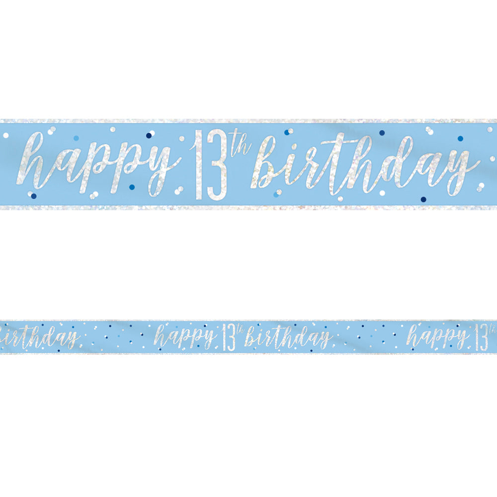 Birthday Glitz Blue Happy 13th Birthday Foil Banner - 2.7m