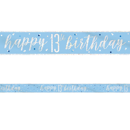 Birthday Glitz Blue Happy 13th Birthday Foil Banner - 2.7m