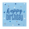 Birthday Glitz Blue Happy Birthday Paper Napkins - 33cm - Pack of 16