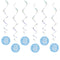 Birthday Glitz Blue 40th Hanging Swirl Decorations - 80cm - Pack of 6