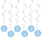 Birthday Glitz Blue 50th Hanging Swirl Decorations - 80cm - Pack of 6