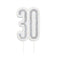 Birthday Glitz Black & Silver '30' Candle - 6cm - Each