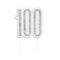 Birthday Glitz Black & Silver '100' Candle - 8cm