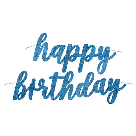 Birthday Glitz Blue Happy Birthday Script Letter Banner - 2.7m