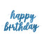 Birthday Glitz Blue Happy Birthday Script Letter Banner - 2.7m