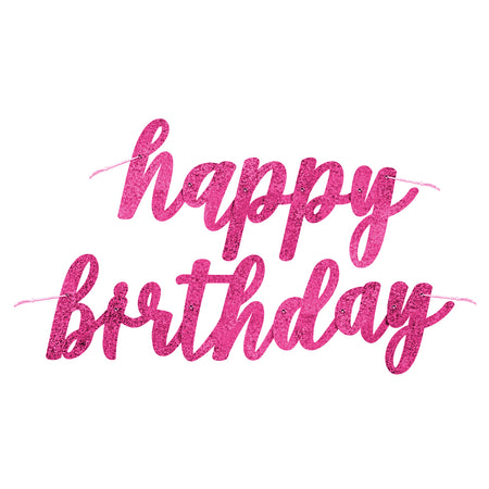 Pink Glitz Jointed 'Happy Birthday' Letter Banner