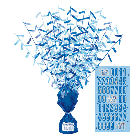 Birthday Glitz Blue Confetti Foil Balloon Weight/Centrepiece