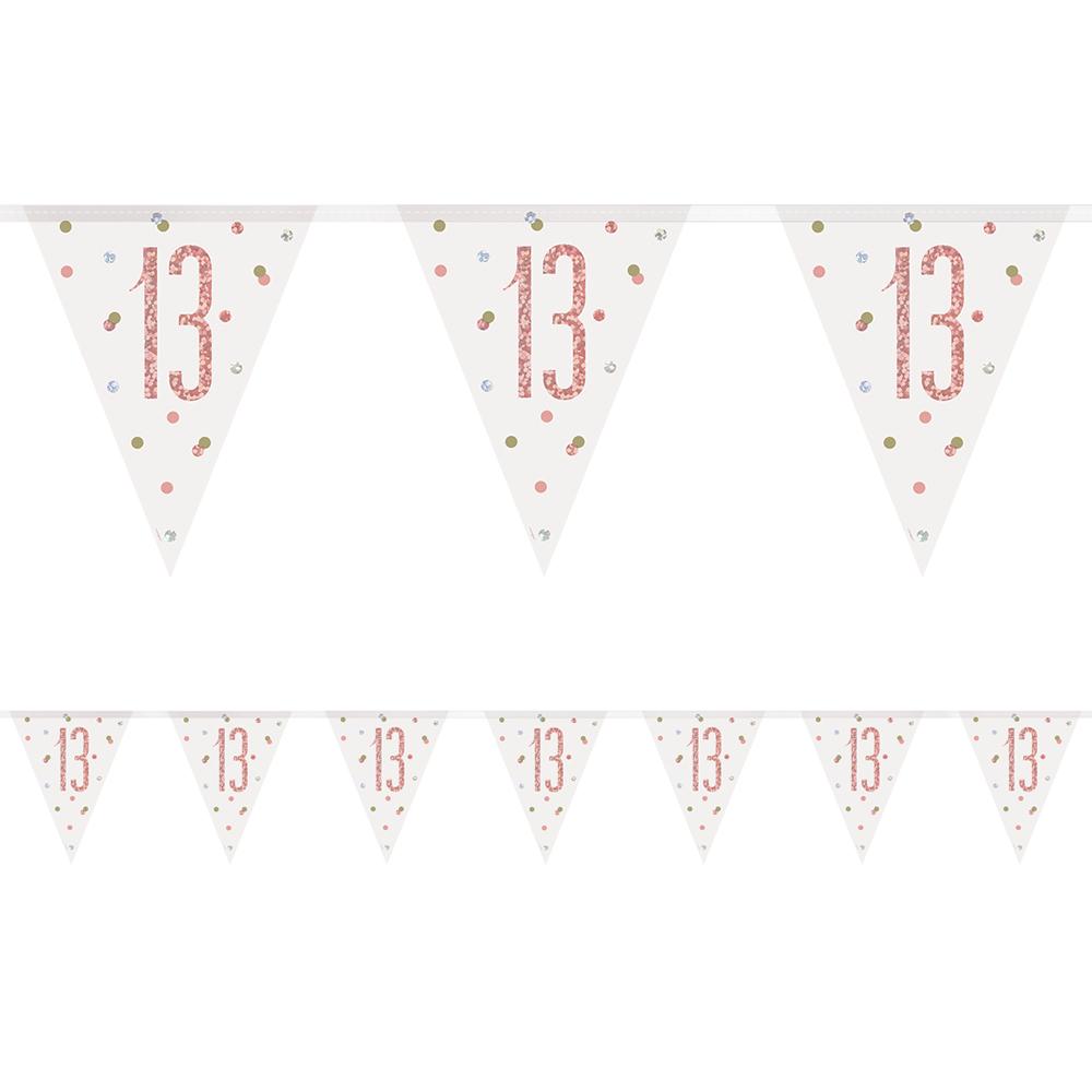 Birthday Glitz Rose Gold 13th Flag Bunting