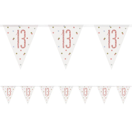 Birthday Glitz Rose Gold 13th Flag Bunting