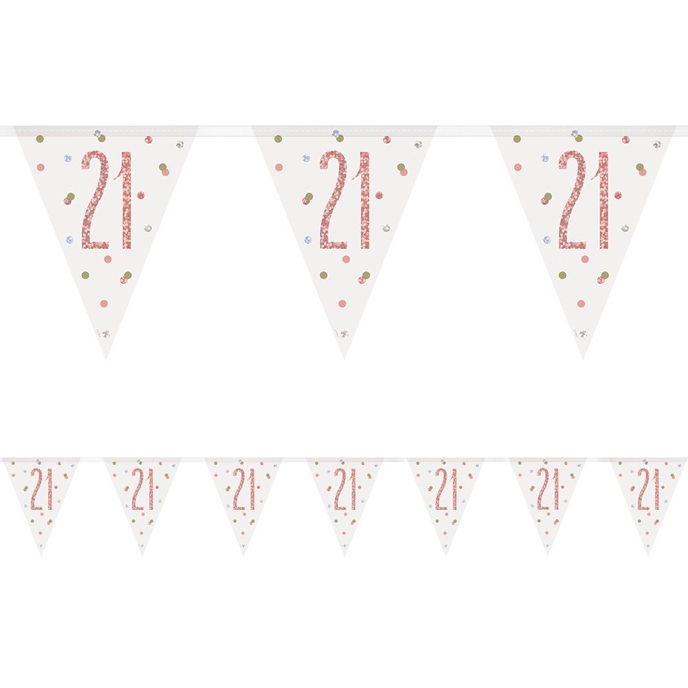 Birthday Glitz Rose Gold 21st Flag Bunting - 2.7m