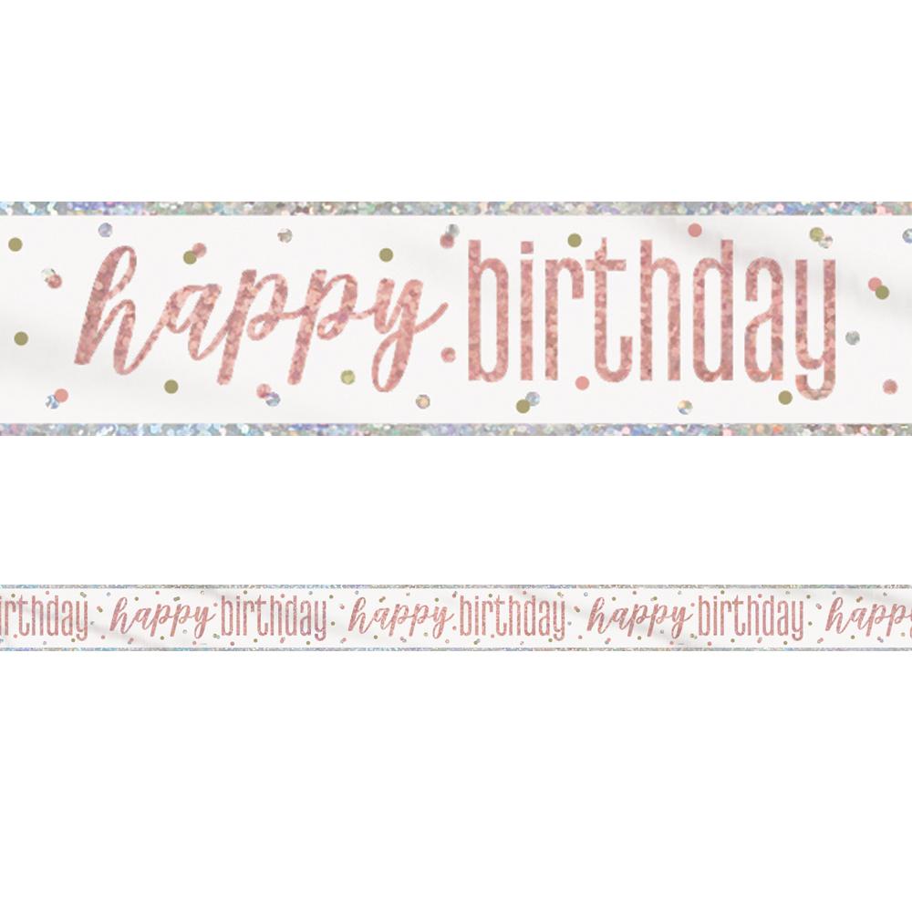 Birthday Glitz Rose Gold 'Happy Birthday' Prismatic Banner - 2.7m