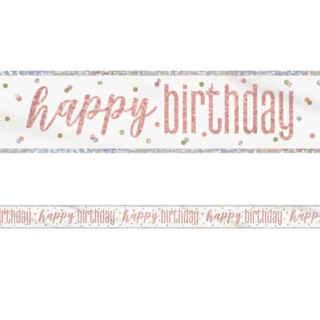 Birthday Glitz Rose Gold 'Happy Birthday' Prismatic Banner - 2.7m