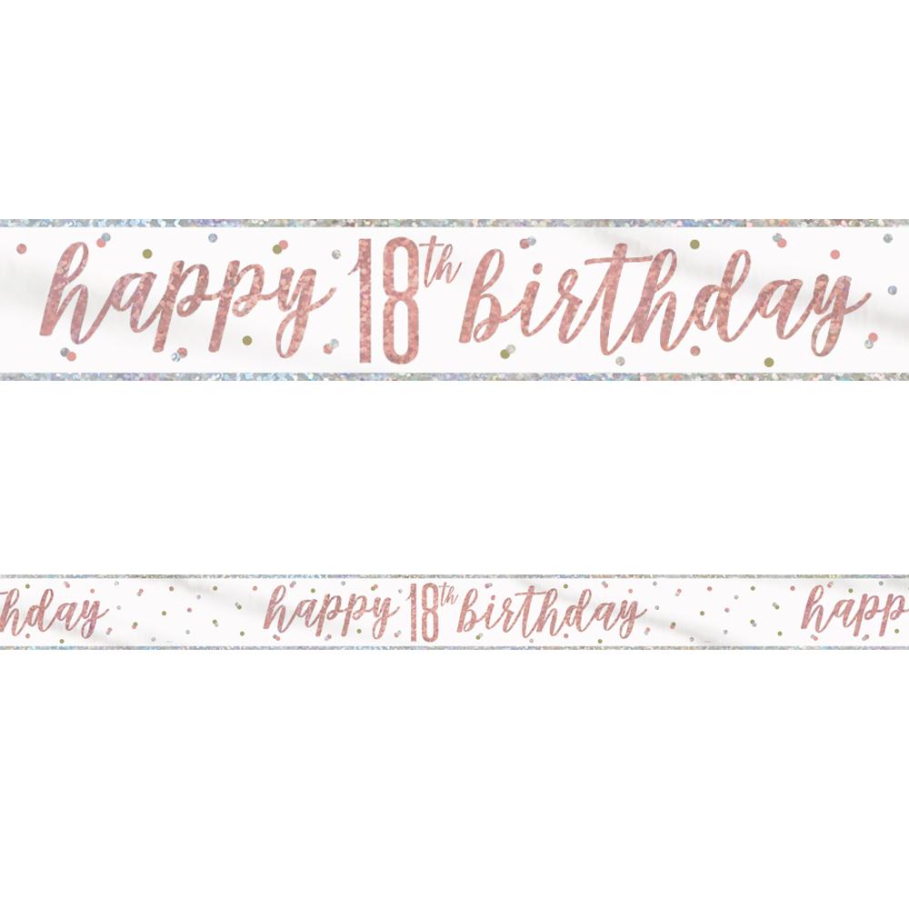 Birthday Glitz Rose Gold Happy 18th Birthday Foil Banner - 2.7m