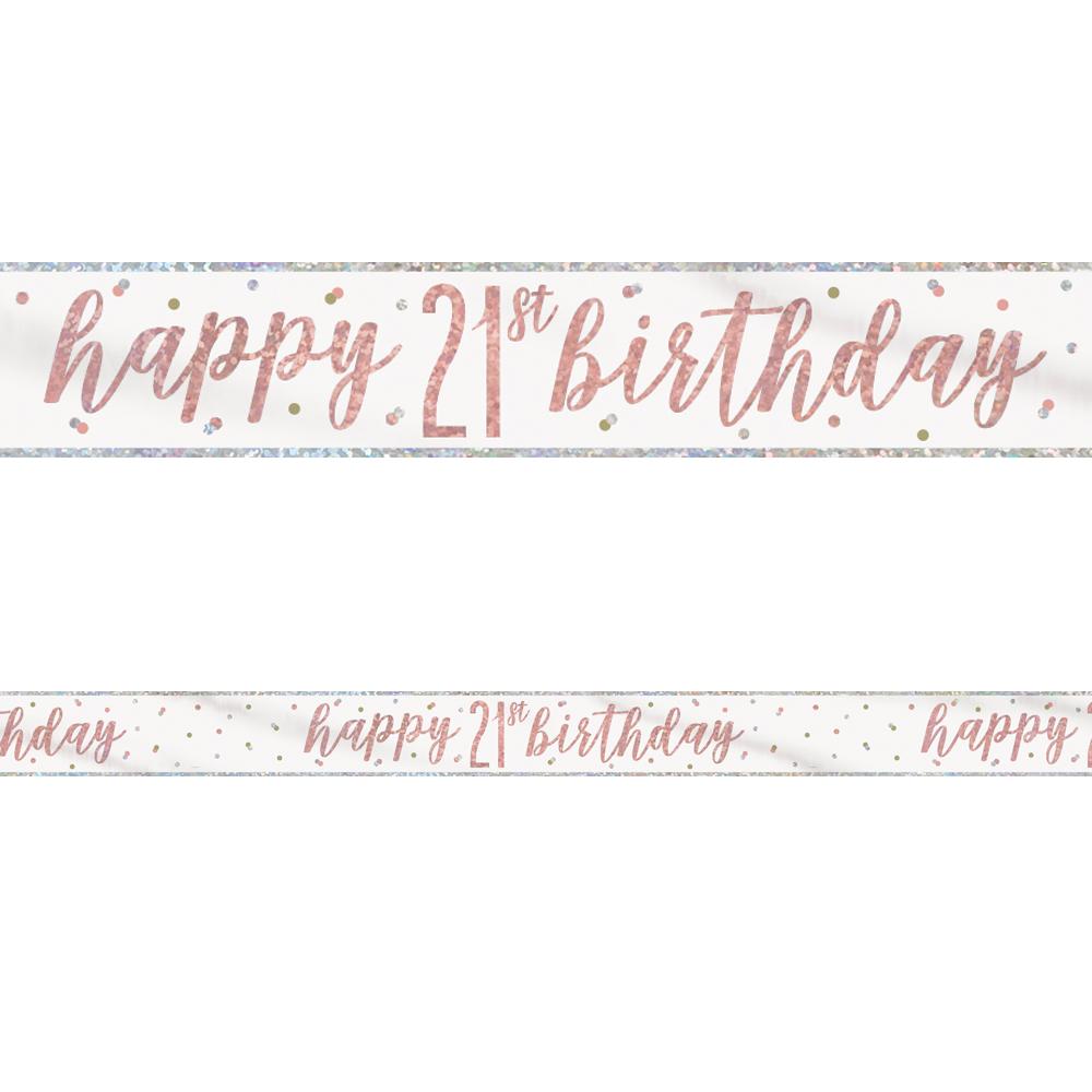 Birthday Glitz Rose Gold Happy 21st Birthday Foil Banner - 2.7m