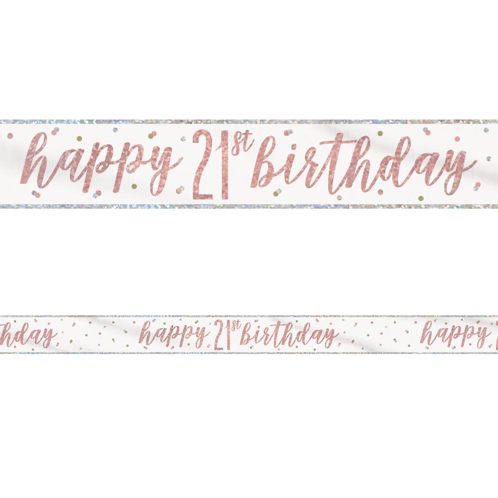 Birthday Glitz Rose Gold Happy 21st Birthday Foil Banner - 2.7m