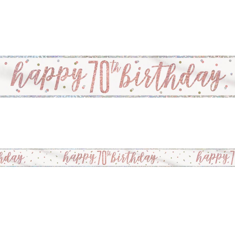 Birthday Glitz Rose Gold Happy 70th Birthday Foil Banner - 2.7m