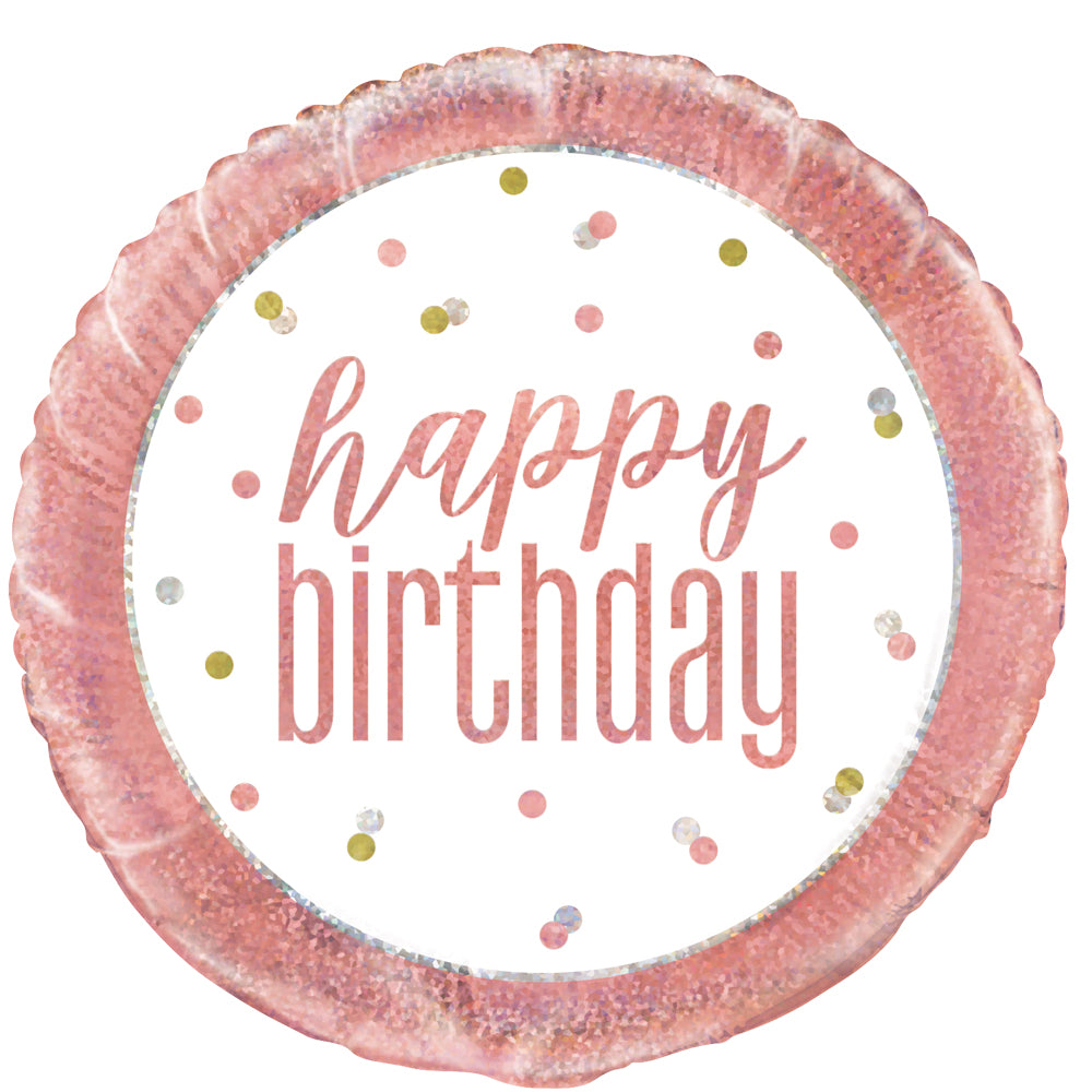 Birthday Glitz Rose Gold Happy Birthday Prismatic Foil Balloon - 18"