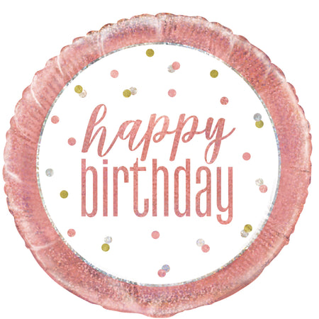 Birthday Glitz Rose Gold Happy Birthday Prismatic Foil Balloon - 18