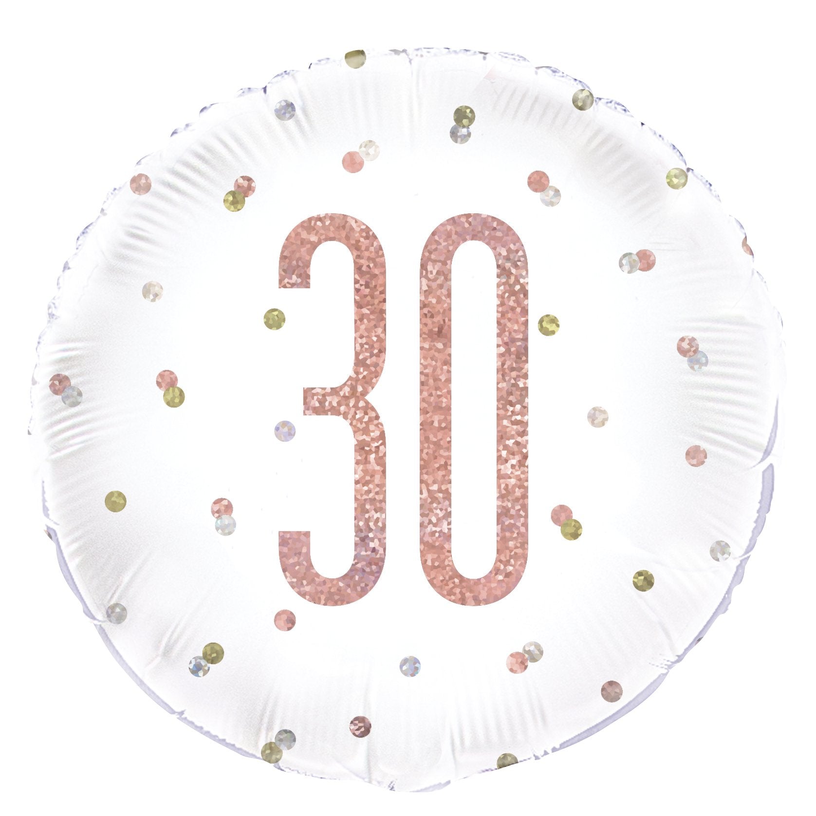 Birthday Glitz Rose Gold '30' Prismatic Foil Balloon - 18"