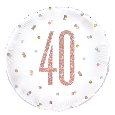 Birthday Glitz Rose Gold '40' Prismatic Foil Balloon