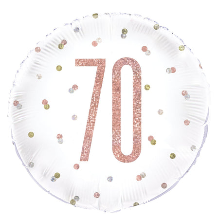 Birthday Glitz Rose Gold 70th Prismatic Foil Balloon - 18
