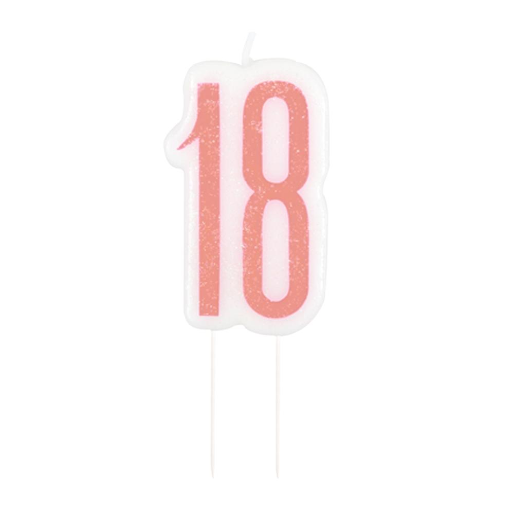 Birthday Glitz Rose Gold 18th Candle - 6cm