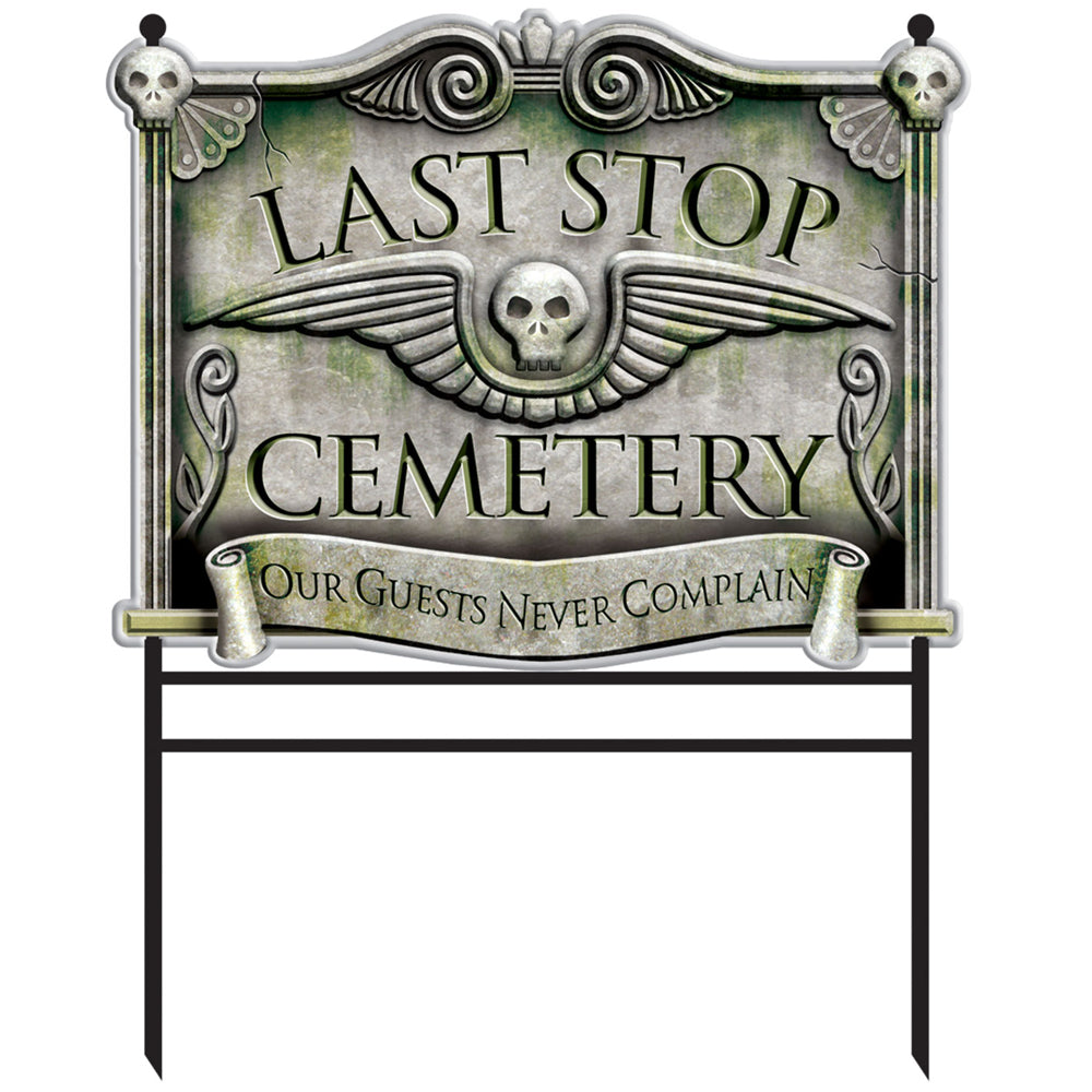 Last Stop Cemetery Large Halloween Sign - 78cm