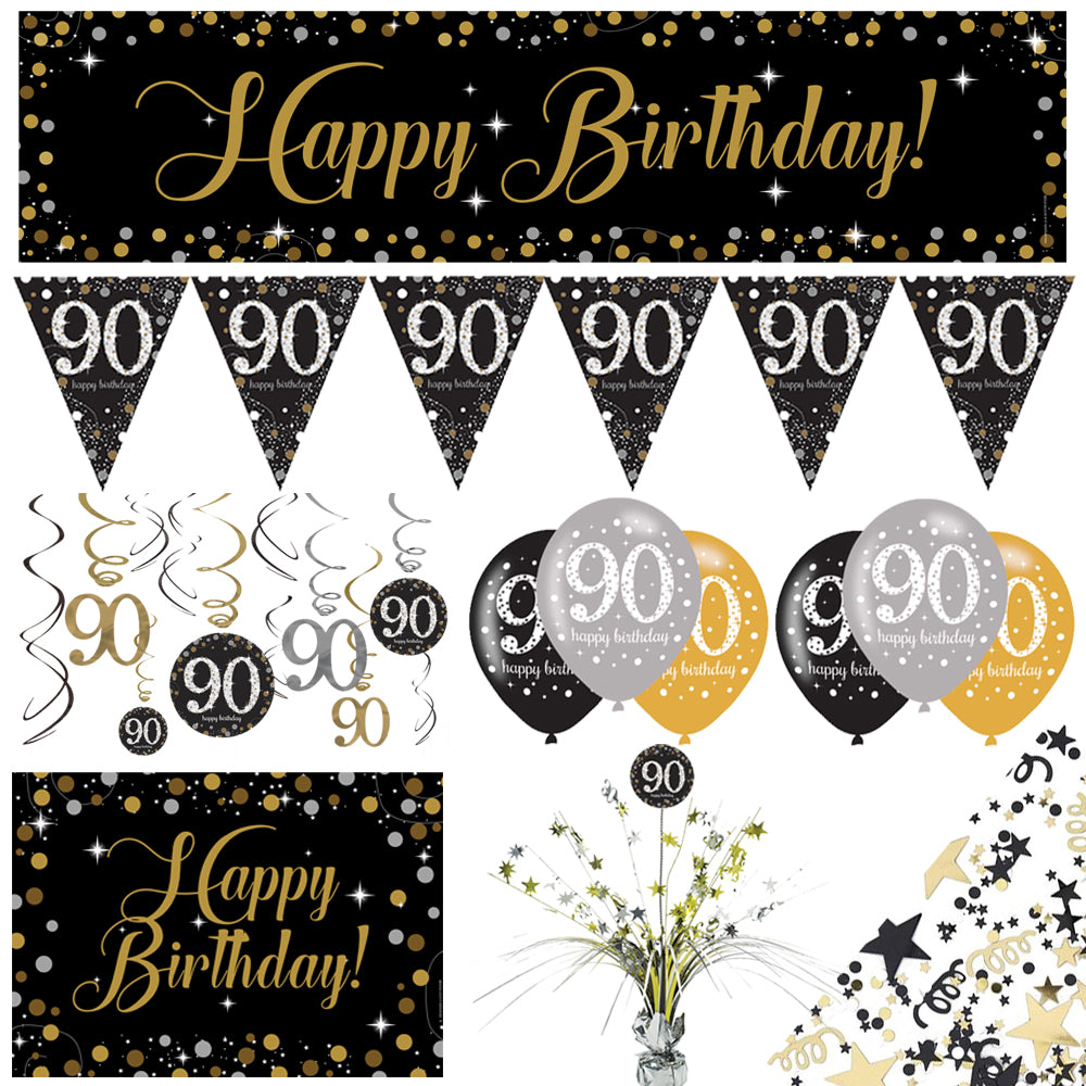 Gold Celebration 90th Birthday Decoration Pack