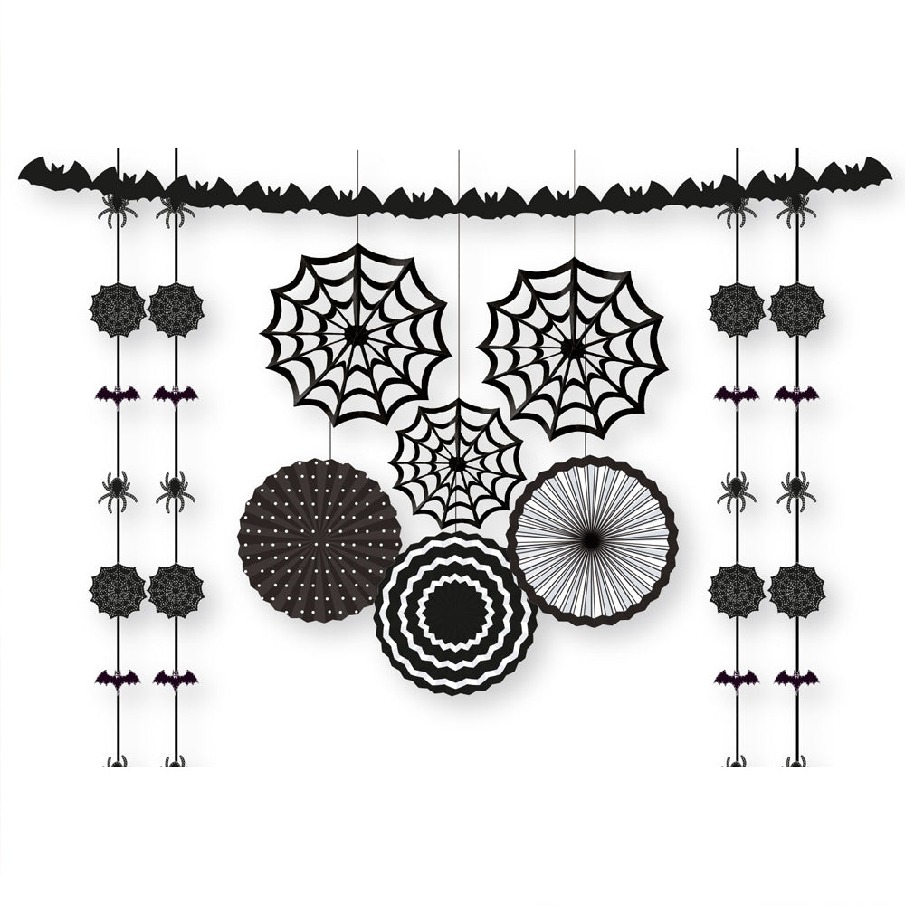 Black and White Halloween Decorating Kit - 11 Pieces