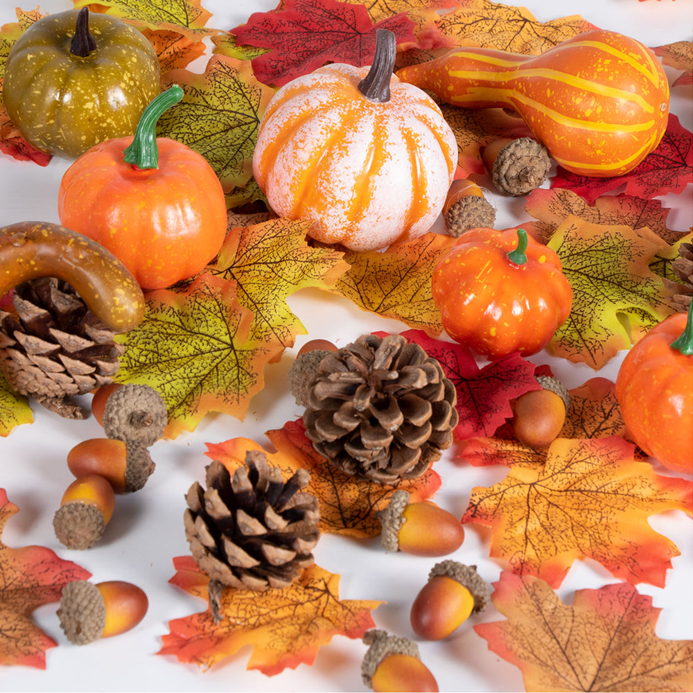 Autumn Fall Pumpkin Decorations Kit - 128 Pieces