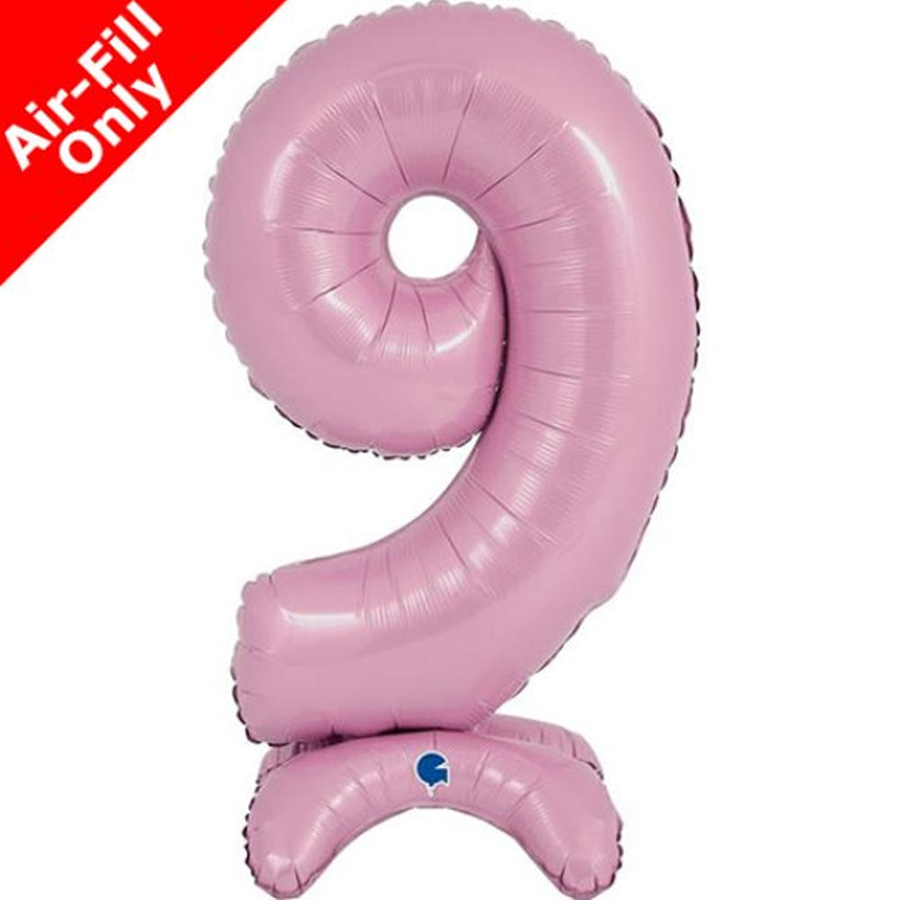 Pastel Pink Number 9 Standup Foil Balloon - 25" - No Helium Required!