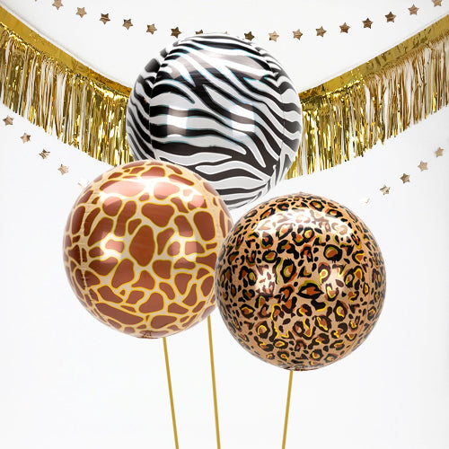 Inflated Animal Print Orb Balloon Bundle in a Box