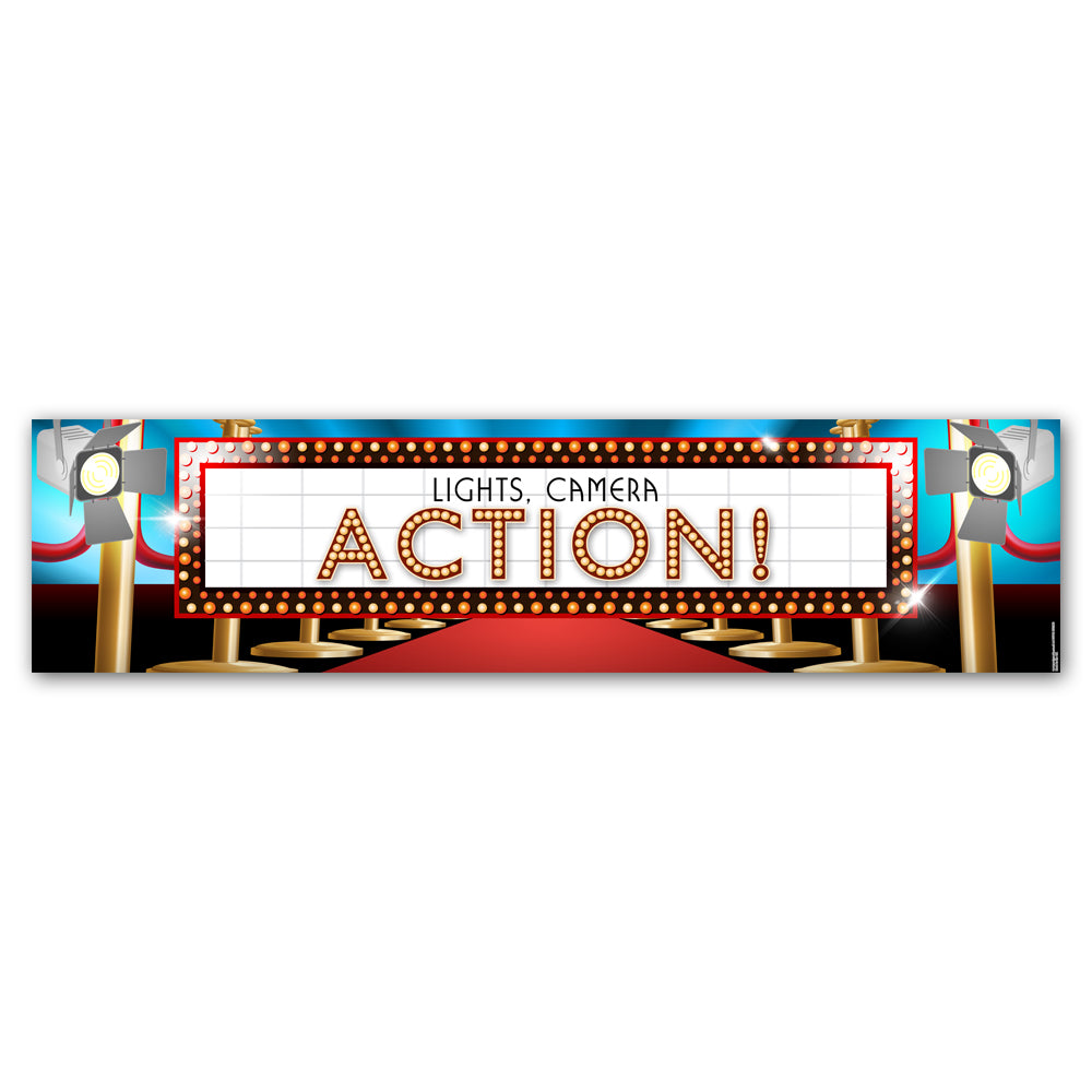 Award Night 'Lights, Camera, Action!' Themed Banner - 1.20m