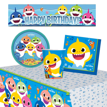 Baby Shark Tableware Pack for 8 with FREE Banner!