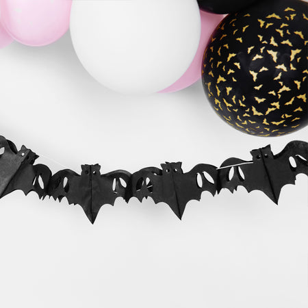 Black Bat Paper Garland Decoration - 4m