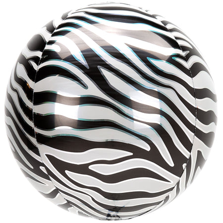 Animalz Zebra Print Orbz Foil Balloon - 38cm