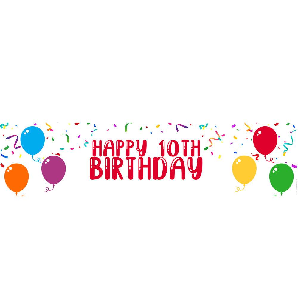 Happy 10th Birthday Balloon Banner - 1.2m