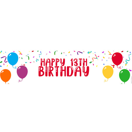 Happy 13th Birthday Balloon Banner - 1.2m