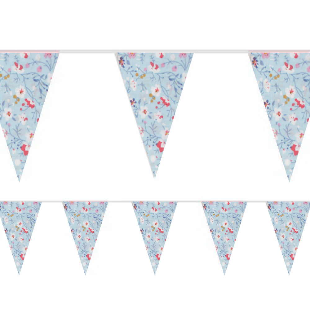 Blue Floral Fabric Bunting - 4m