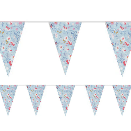 Blue Floral Fabric Bunting - 4m