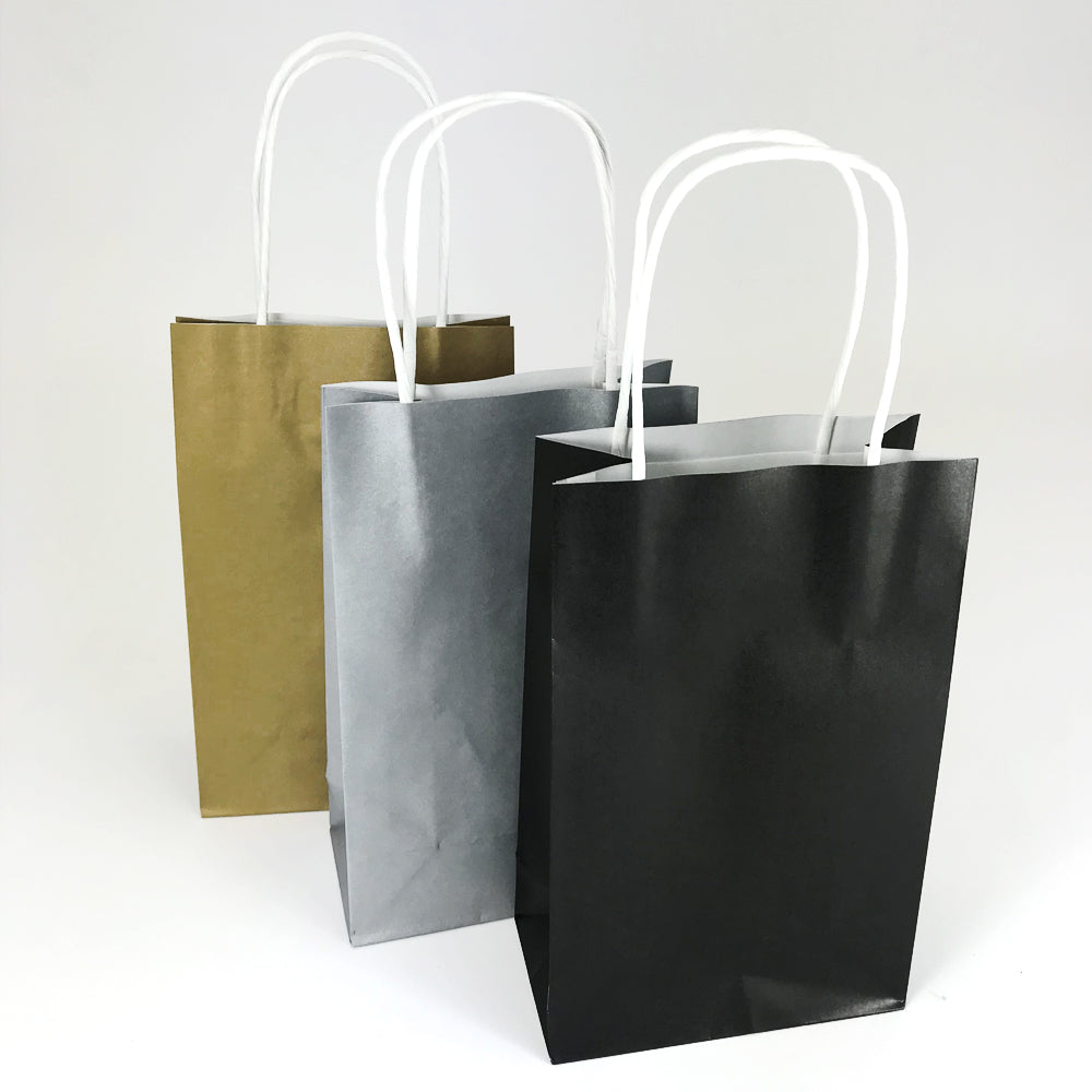Black, Gold and Silver Paper Party Bags - Pack of 6